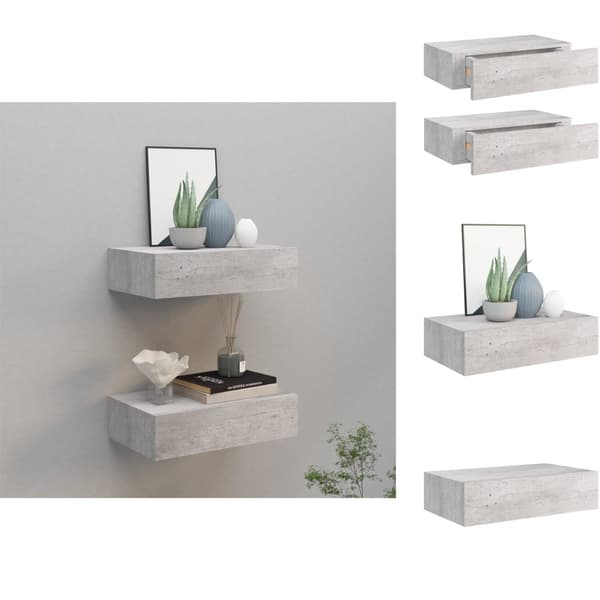 Vägghyllor & fönsterbrädor - Living Vägglådor betonggrå 2 st 40x23,5x10 cm MDF