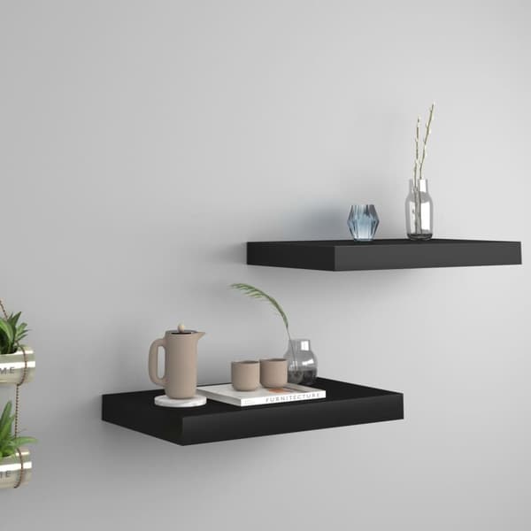 Væghylder & smalle hylder - Living væghylder 2 stk. 40x23x3,8 cm MDF sort