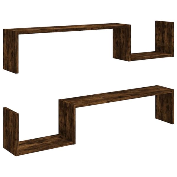 Vägghyllor & fönsterbrädor - Living Vägghyllor 2 st rökfärgad ek 100x15x20 cm konstruerat trä