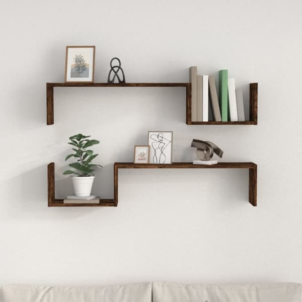 Vägghyllor & fönsterbrädor - Living Vägghyllor 2 st rökfärgad ek 100x15x20 cm konstruerat trä