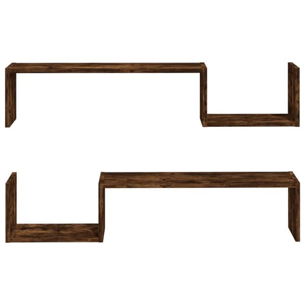 Vägghyllor & fönsterbrädor - Living Vägghyllor 2 st rökfärgad ek 100x15x20 cm konstruerat trä