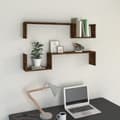 Miniatyrbild 2 av 9: Vägghyllor & fönsterbrädor - Living Vägghyllor 2 st rökfärgad ek 100x15x20 cm konstruerat trä
