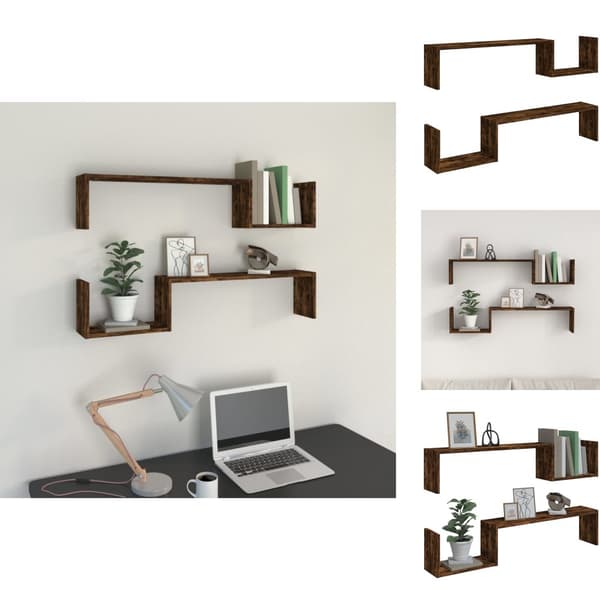 Vägghyllor & fönsterbrädor - Living Vägghyllor 2 st rökfärgad ek 100x15x20 cm konstruerat trä