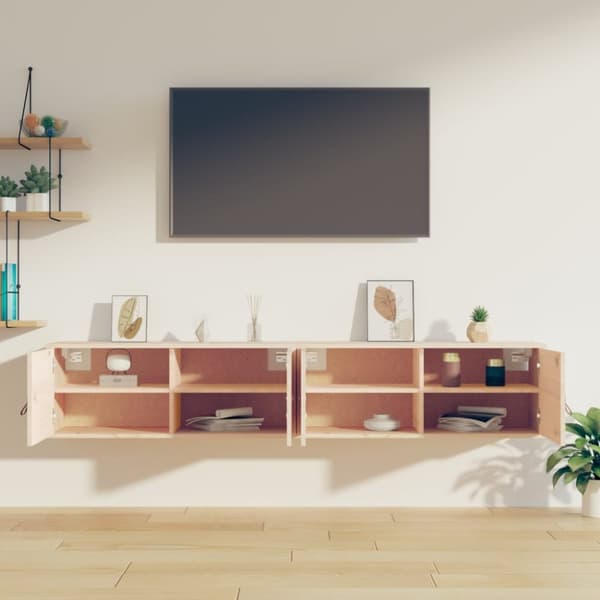 Seinähyllyt - Living Seinäkaapit 2 kpl 80x30x30 cm täysi mänty