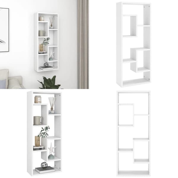 Vägghylla vit 36x16x90 cm konstruerat trä - Vägghylla - Vägghyllor - Home & Living