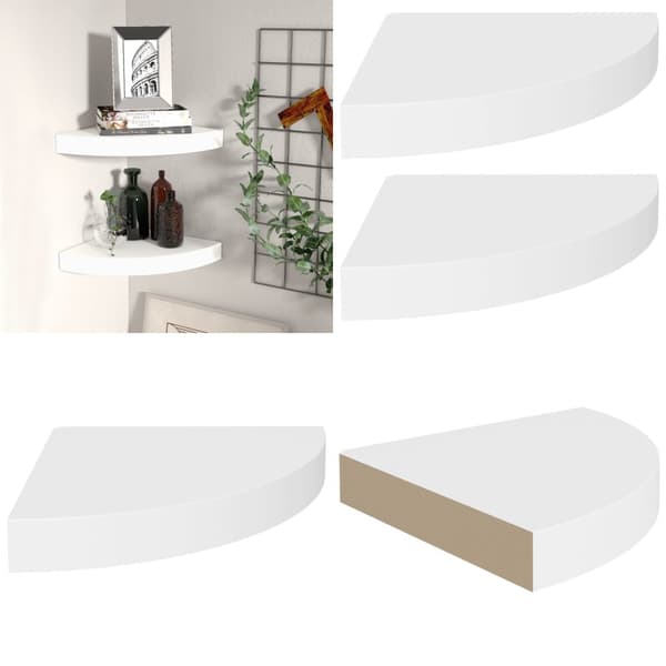 Svävande hörnhyllor 2 st vit 25x25x3,8 cm MDF - Vägghylla - Vägghyllor - Home & Living