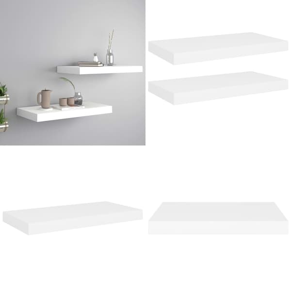 Svävande vägghyllor 2 st vit 50x23x3,8 cm MDF - Vägghylla - Vägghyllor - Home & Living