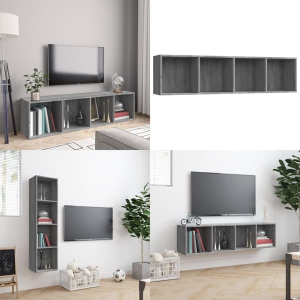 Bogreol/tv-skab 143x30x36 cm konstrueret træ grå sonoma-eg - Bogreol - Bogreoler - Home & Living