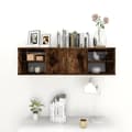 Miniatyrbild 4 av 10: Vägghylla rökfärgad ek 102x30x29 cm konstruerat trä - Vägghylla - Vägghyllor - Home & Living