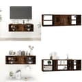 Miniatyrbild 1 av 10: Vägghylla rökfärgad ek 102x30x29 cm konstruerat trä - Vägghylla - Vägghyllor - Home & Living