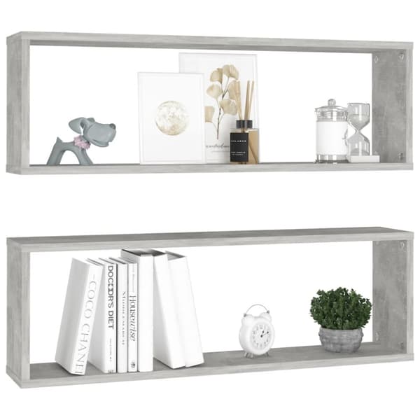 Kuutioseinähyllyt 2 kpl harmaa 80x15x26,5 cm tekninen puu - Seinähylly - Seinähyllyt - Home & Living