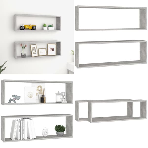 Kuutioseinähyllyt 2 kpl harmaa 80x15x26,5 cm tekninen puu - Seinähylly - Seinähyllyt - Home & Living