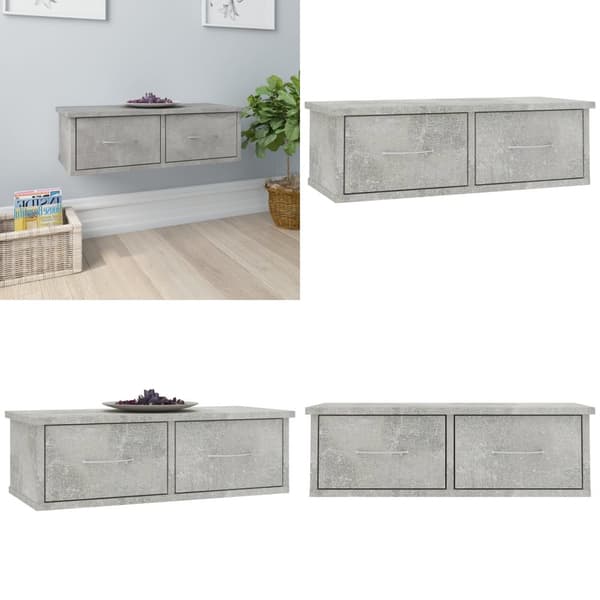Väggmonterade lådor betonggrå 60x26x18,5 cm konstruerat trä - Låda - Lådor - Home & Living