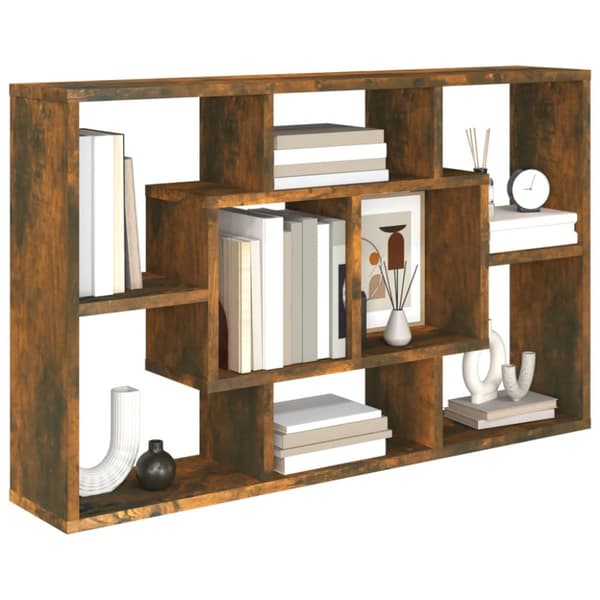 Vägghylla rökfärgad ek 85x16x52,5 cm konstruerat trä - Vägghylla - Vägghyllor - Home & Living