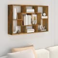 Miniatyrbild 2 av 8: Vägghylla rökfärgad ek 85x16x52,5 cm konstruerat trä - Vägghylla - Vägghyllor - Home & Living