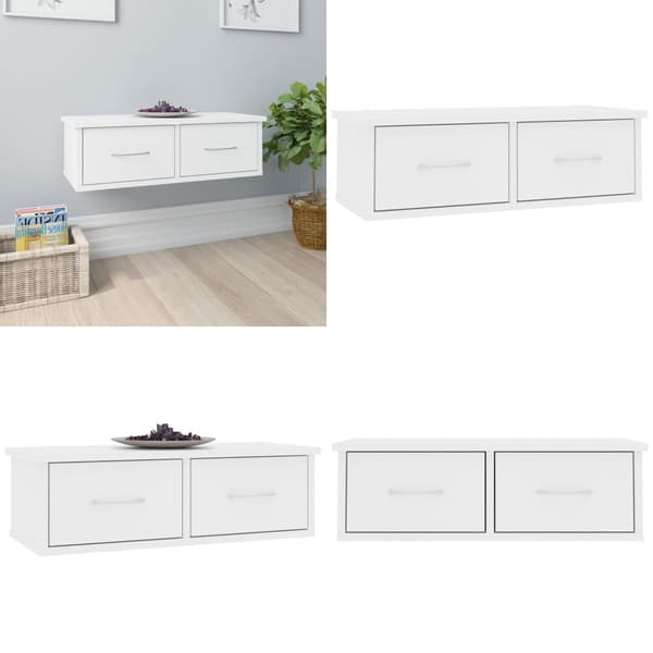 Væghængt skuffe 60x26x18,5 cm konstrueret træ hvid - Skuffehylde - Skuffehylder - Home & Living