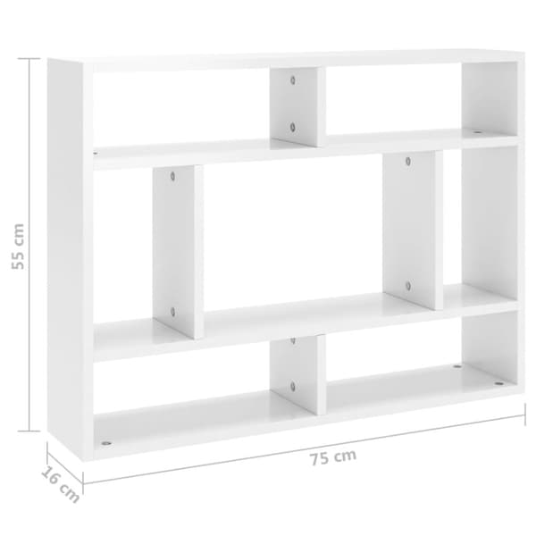 Vägghylla vit högglans 75x16x55 cm konstruerat trä - Vägghylla - Vägghyllor - Home & Living