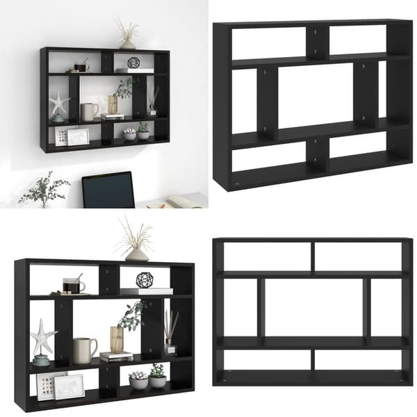 Vægreol 75x16x55 cm konstrueret træ sort - Væghylde - Væghylder - Home & Living