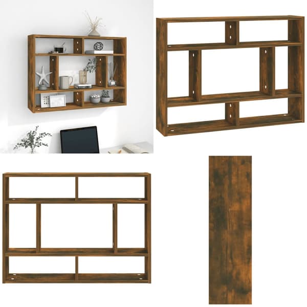 Væghylde 75x16x55 cm konstrueret træ røget egetræsfinish - Væghylde - Væghylder - Home & Living