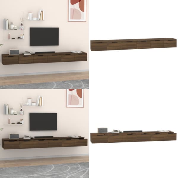 Vægskabe 2 stk. 102x30x20 cm konstrueret træ brun egetræsfarve - Vægskab - Vægskabe - Home & Living
