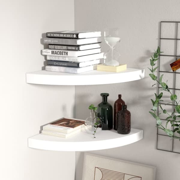 Kelluvat kulmahyllyt 2 kpl valkoinen 35x35x3,8 cm MDF - Hylly - Hyllyt - Home & Living