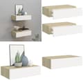 Miniatyrbillede 1 af 11: Hylder med skuffe 2 stk. 40x23,5x10 cm MDF egetræsfarve og hvid - Skuffehylde - Skuffehylder - Home & Living
