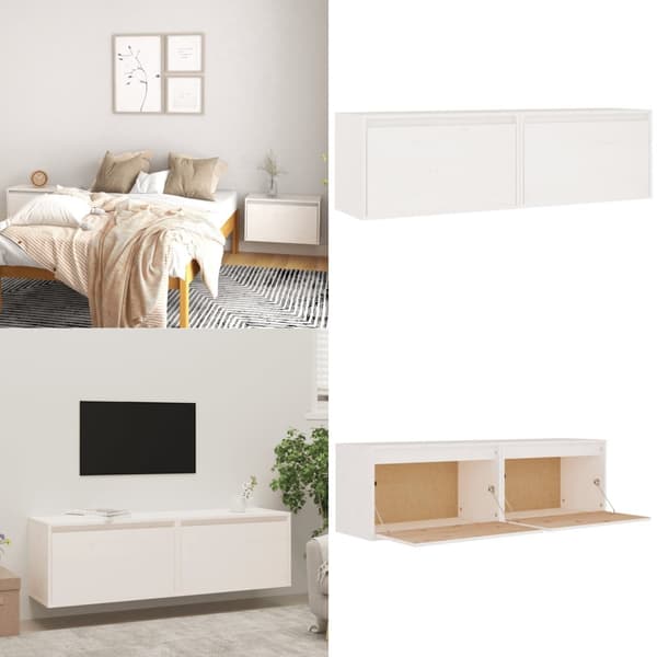 Väggskåp 2 st 60x30x35 cm massiv furu vit - Väggskåp - Skåp - Home & Living
