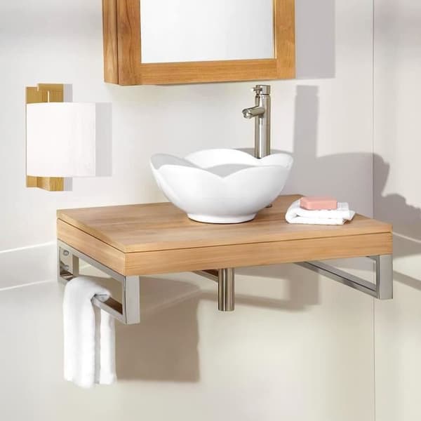 XMTECH Set med 2 vägghyllor i rostfritt stål, väggkonsol för diskbänk soffbord, 40x15x3cm, silver