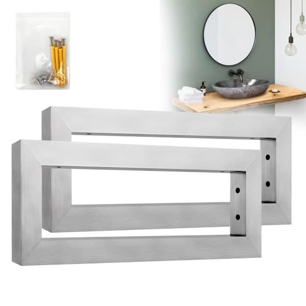 XMTECH Set med 2 vägghyllor i rostfritt stål, väggkonsol för diskbänk soffbord, 40x15x3cm, silver