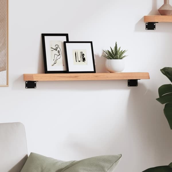 Seinähylly vaaleanruskea 60x10x4 cm käsitelty täystammi