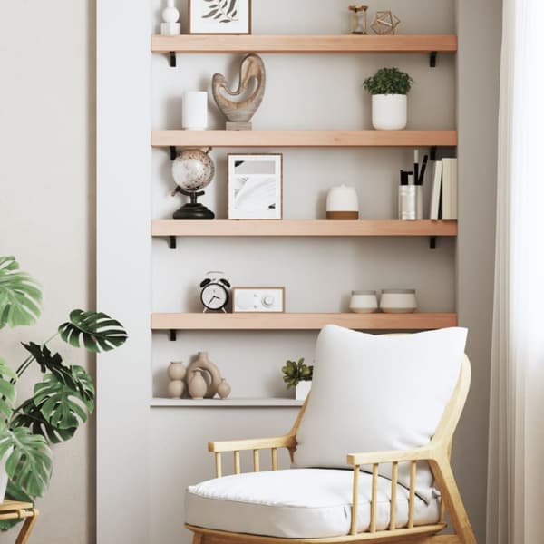 Seinähylly 100x10x6 cm käsittelemätön täysi tammi