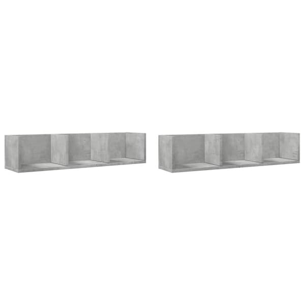 Väggskåp 2 st betonggrå 75x18x16,5 cm konstruerat trä