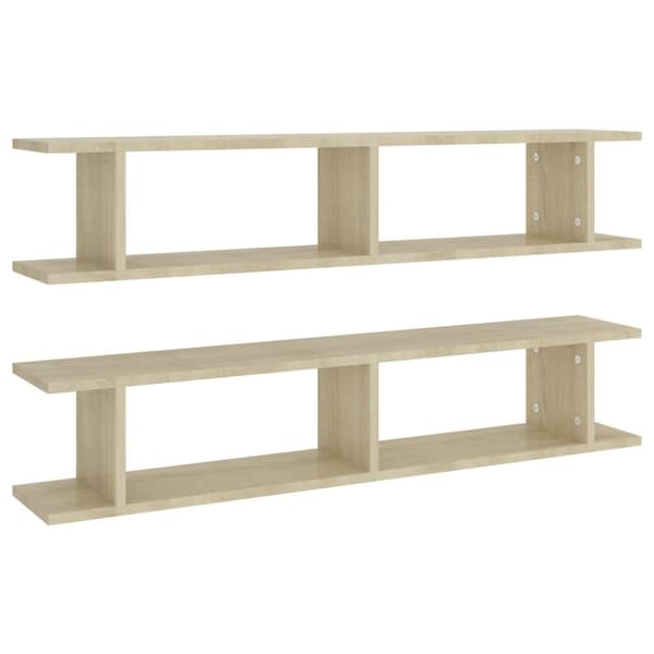 væghylder 2 stk. 105x18x20 cm spånplade sonoma-eg