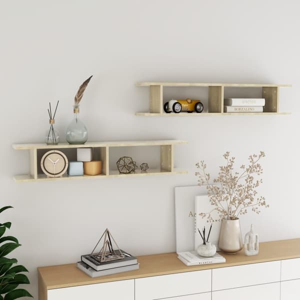 væghylder 2 stk. 105x18x20 cm spånplade sonoma-eg