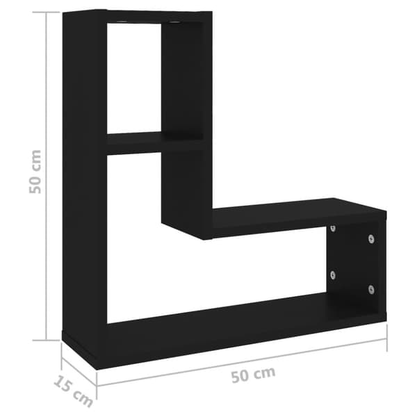 væghylder 2 stk. 50x15x50 cm spånplade sort