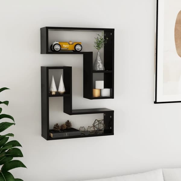 Vägghyllor 2 st svart 50x15x50 cm konstruerat trä
