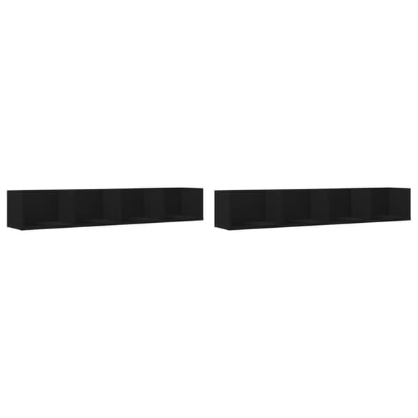 Seinäkaapit 2 kpl musta 99x18x16,5 cm tekninen puu