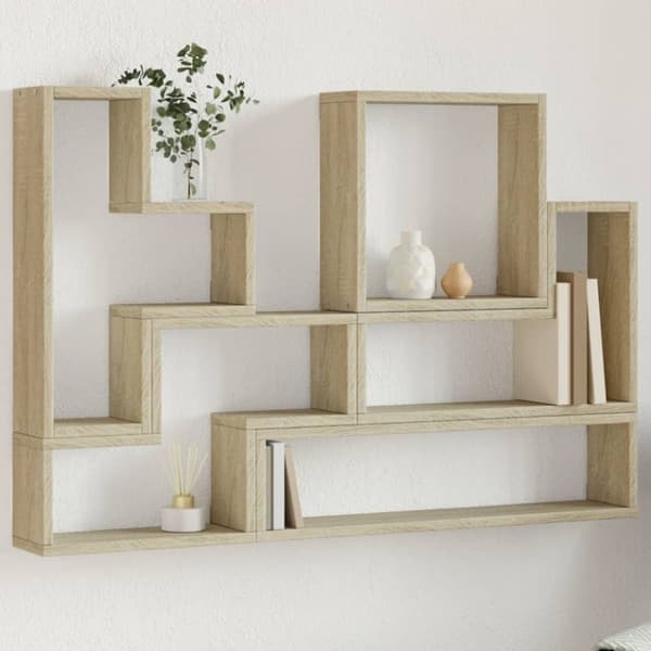 vidaXL væghylde 96x12x64 cm konstrueret træ sonoma-eg