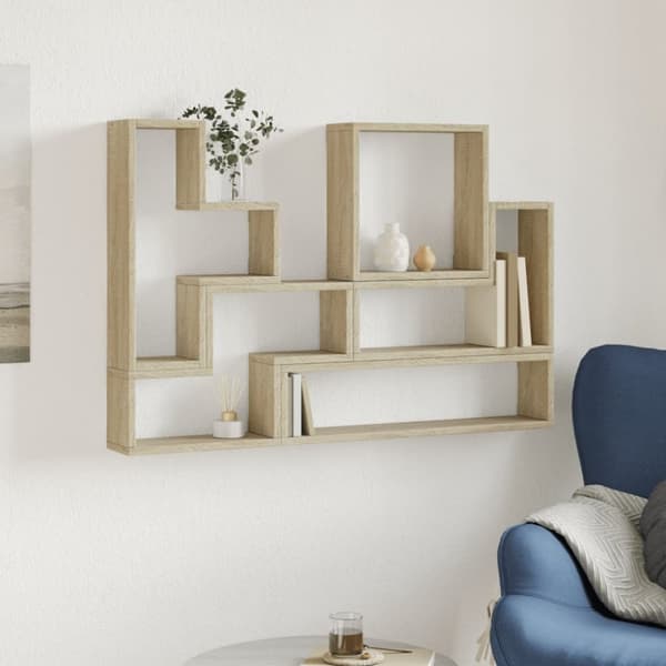 vidaXL væghylde 96x12x64 cm konstrueret træ sonoma-eg