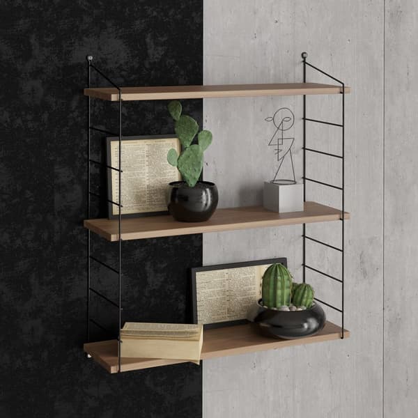 Chic Home Airi seinähylly 72x20xK85 cm, 3 tasoa, tummanruskea/musta
