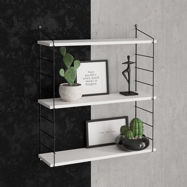 Chic Home Airi seinähylly 72x20xK85 cm, 3 tasoa, valkoinen/musta
