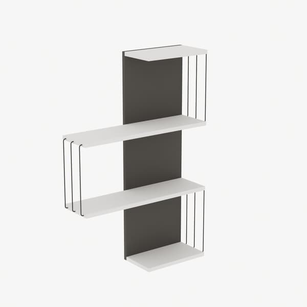 Chic Home Cane seinähylly 64x19xK96 cm, valkoinen/antrasiitti