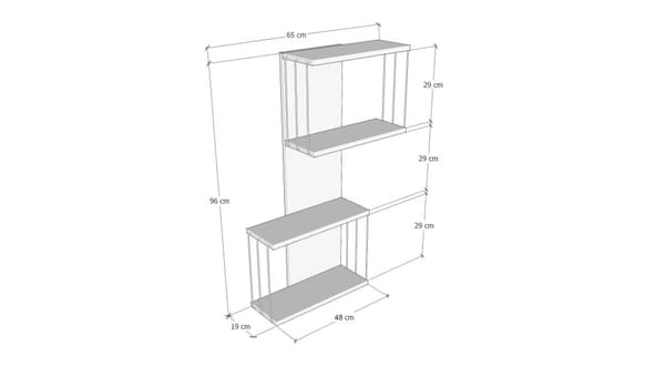 Chic Home Daavid seinähylly 65x19xK96, harmaa/ruskea