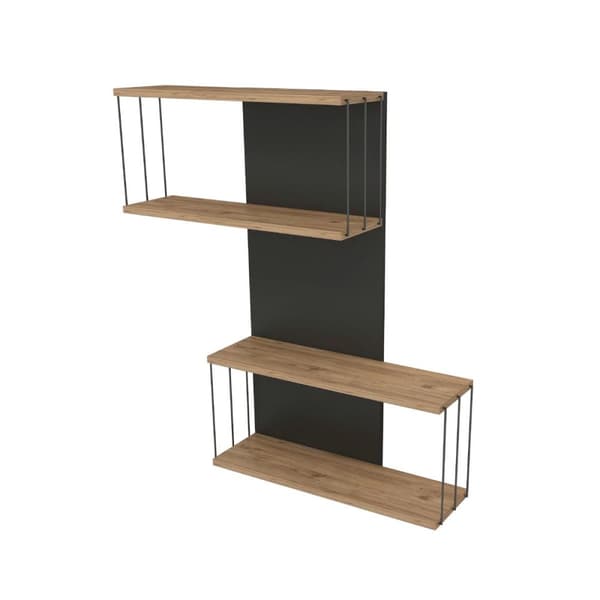 Chic Home Daavid seinähylly 65x19xK96, harmaa/ruskea