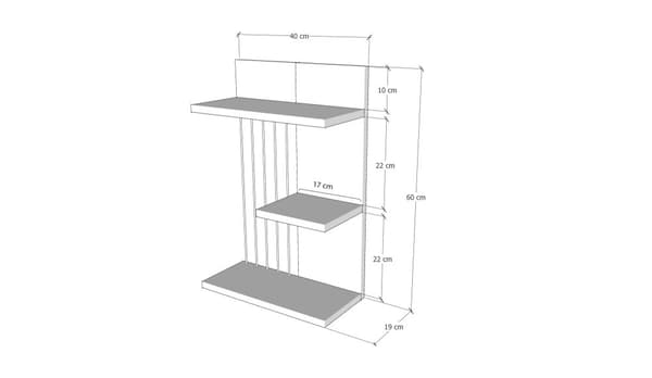 Chic Home Kaappo seinähylly 40x19xK60 cm, valkoinen
