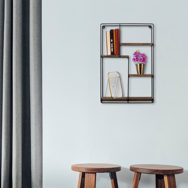 Chic Home Lilette seinähylly 40x15xK60 cm, tummanruskea/musta