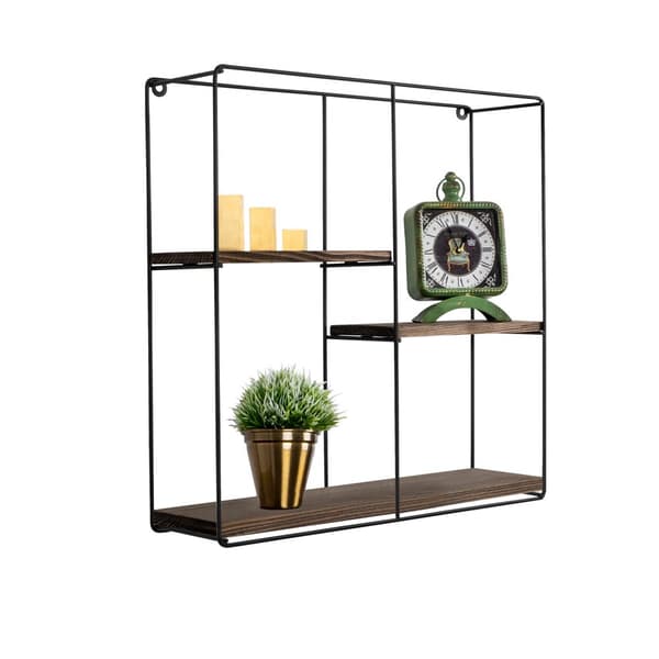 Chic Home Lilette seinähylly 60x15xK60 cm, tummanruskea/musta