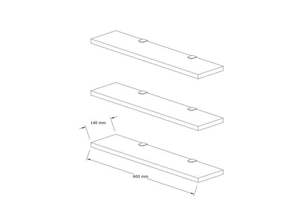 Chic Home Panu seinähyllyt 3 kpl L60xS14 cm, antrasiitti