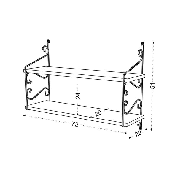 Chic Home Senja 2-tasoinen seinähylly 70x20xK51 cm, valkoinen/musta