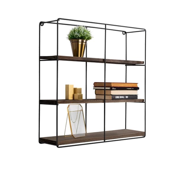 Chic Home Sunita 3-tasoinen seinähylly 60x15xK60 cm, tummanruskea/musta